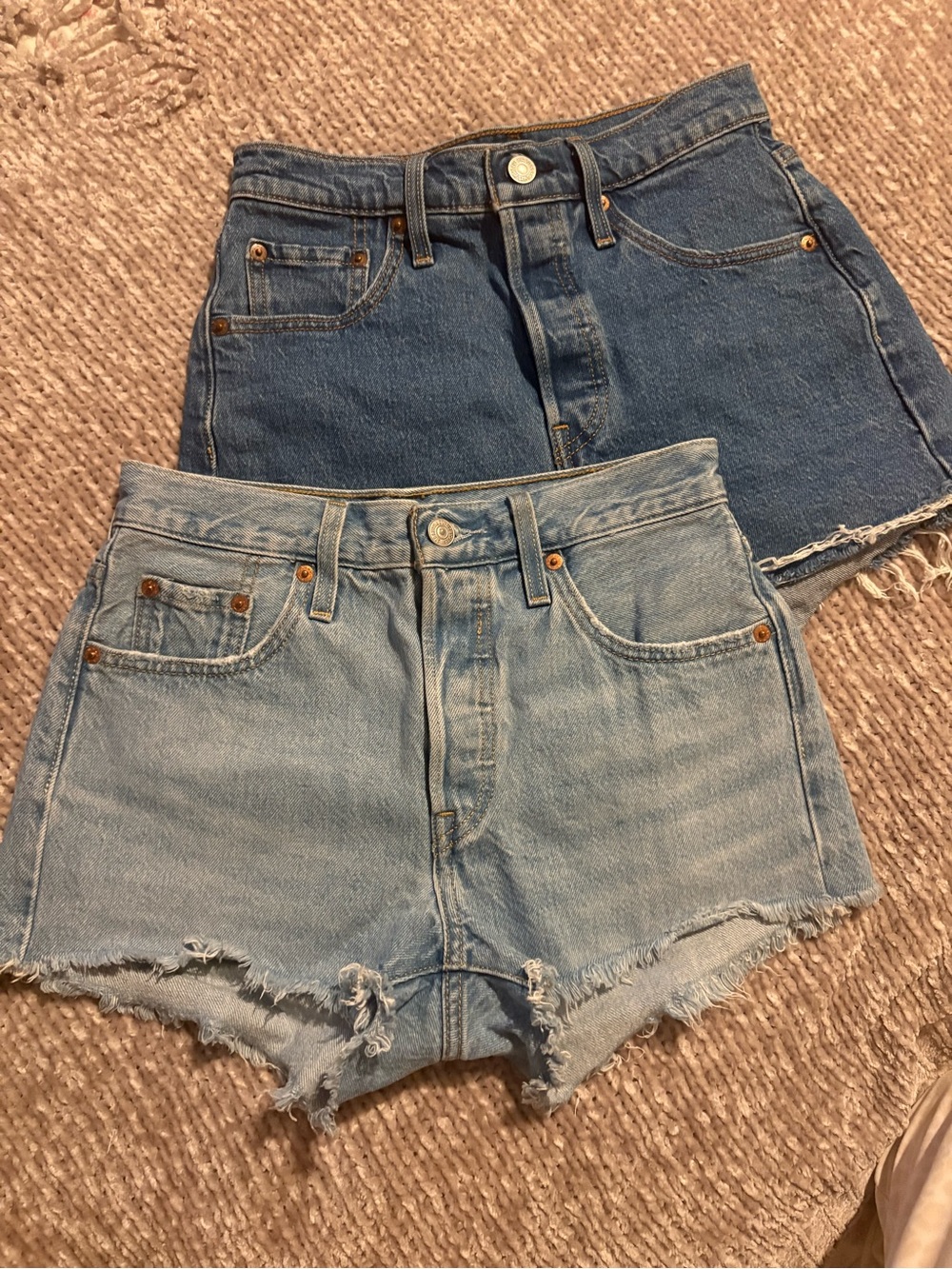 Levi's Two-Tone Denim Cutoff Shorts - Light Blue & Dark Blue